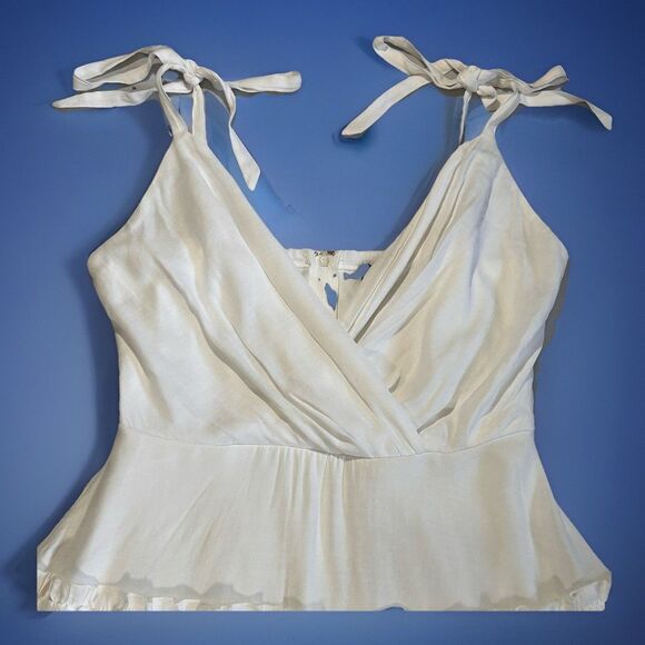 Trixxi Mini Dress Womens M Shoulder Straps White Tiered Ruffles Cottagecore - Picture 2 of 14